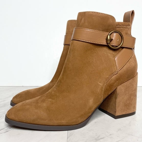 New! Vionic Tenley Toffee Suede Heeled Bootie 7
